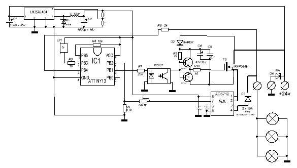 Реле на LM2576 и ACS712 